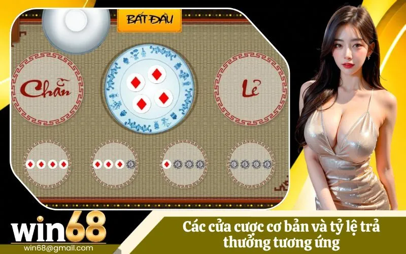 Các cửa cược cơ bản và tỷ lệ trả thưởng tương ứng